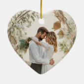 Rustieke Mr en Mrs Wedding Foto Keramisch Ornament (Achterkant)