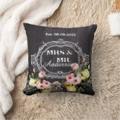 rustieke mr. mevrouw  bloemen Krijtbord bruiloft Kussen (Deken)