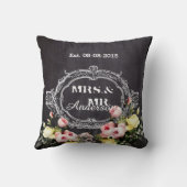 rustieke mr. mevrouw  bloemen Krijtbord bruiloft Kussen (Achterkant)