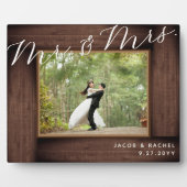 Rustieke Mr & Mrs Elegant Script trouwfoto Fotoplaat (Voorkant)