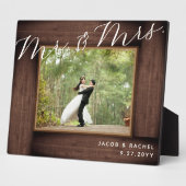 Rustieke Mr & Mrs Elegant Script trouwfoto Fotoplaat (Zijkant)