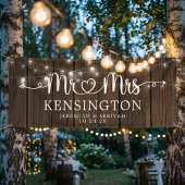 Rustieke Mr Mrs Hart Script Letters Houten Trouwfe Spandoek