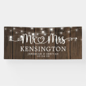 Rustieke Mr Mrs Hart Script Letters Houten Trouwfe Spandoek (Horizontaal)