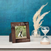 Rustieke Mr & Mrs Wedding Elegant Script Foto Fotoplaat (Insitu)