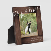 Rustieke Mr & Mrs Wedding Elegant Script Foto Fotoplaat (Voorkant)