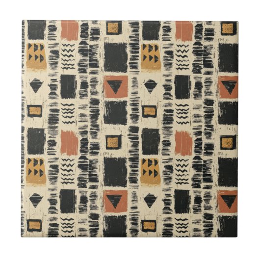 Rustieke Mudcloth Geometrisch Patroon (3) Tegeltje (Voorkant)