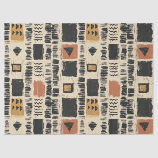 Rustieke Mudcloth Geometrisch Patroon (3) Tissuepapier (Voorkant)