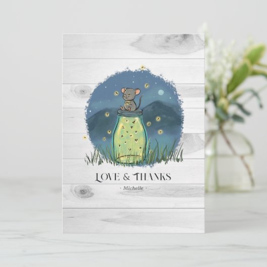 Rustieke Muis Firefly Mason Jar Bedankkaart (Staand voorkant)