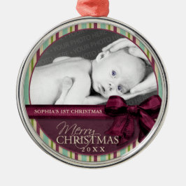 Rustieke Multi-Color Stripes Foto Metalen Ornament