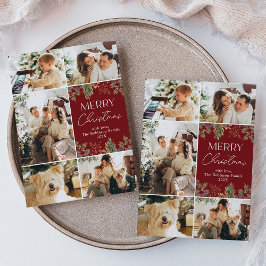 Rustieke Multi Foto Collage Kerst Kaart