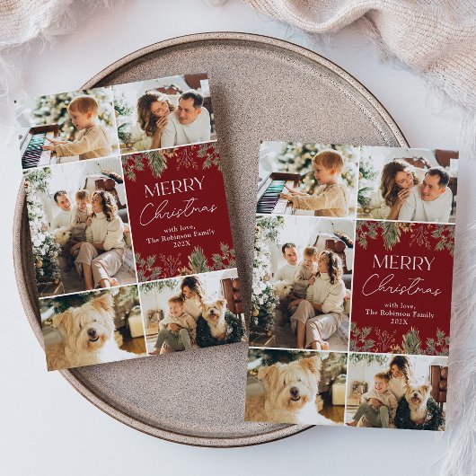 Rustieke Multi Foto Collage Kerst Kaart