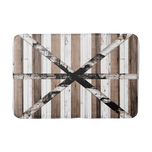 Rustieke Multi Houten Witte & Bruine Schuurdeur Badmat (Voorkant)
