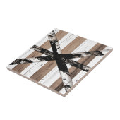 Rustieke Multi Houten Witte & Bruine Schuurdeur Tegeltje (Zijkant)