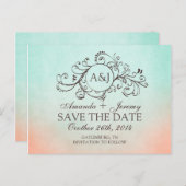 Rustieke Munt en Perzik Bohemian Save The Date Aankondigingskaart (Voorkant / Achterkant)