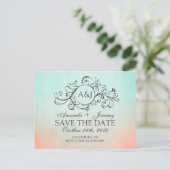 Rustieke Munt en Perzik Bohemian Save The Date Aankondigingskaart (Staand voorkant)