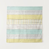Rustieke Munt & Gele Boho Geometrische Moderne Cot Wandkleed (Voorkant (horizontaal))