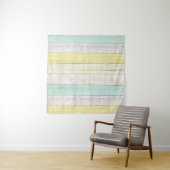Rustieke Munt & Gele Boho Geometrische Moderne Cot Wandkleed (In Situ (horizontaal))