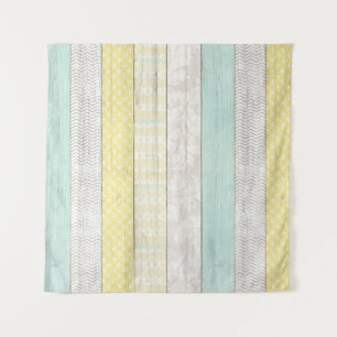 Rustieke Munt & Gele Boho Geometrische Moderne Cot Wandkleed