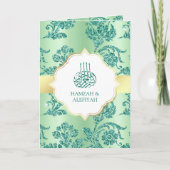 Rustieke Muntgroene Glitter Filigraan Moslim Bruil (Voorkant)
