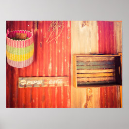 Rustieke  muurdecoratie met Retro Sign Poster