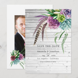 Rustieke Mystieke Boho Succulente Planten Bruiloft Save The Date