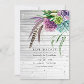 Rustieke Mystieke Boho Succulenten Planten Bruilof Save The Date (Voorkant)
