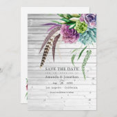 Rustieke Mystieke Boho Succulenten Planten Bruilof Save The Date (Voorkant / Achterkant)