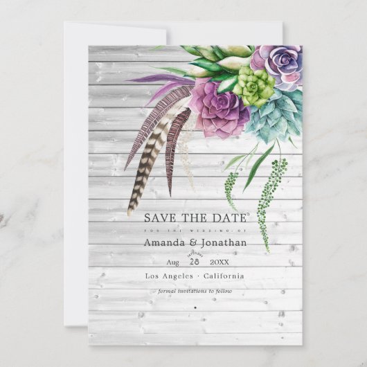 Rustieke Mystieke Boho Vetplanten Bruiloft Save The Date (Voorkant)