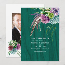 Rustieke Mystieke Succulente Boheemse Bruiloft Save The Date