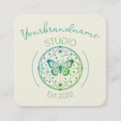 Rustieke Mystieke Vlinder Lichtgrijs Tekening Afbe Vierkante Visitekaartje (Voorkant)