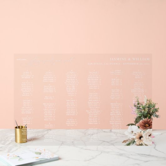 Rustieke N Boho Bloemen Alfabetische Zitting Grafi Acryl Bord (Huwelijk)