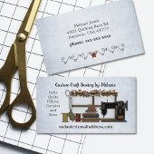 Rustieke naaikunst op lichtblauw visitekaartje