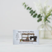 Rustieke naaikunst op lichtblauw visitekaartje (Staand voorkant)