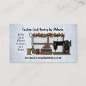 Rustieke naaikunst op lichtblauw visitekaartje (Voorkant)