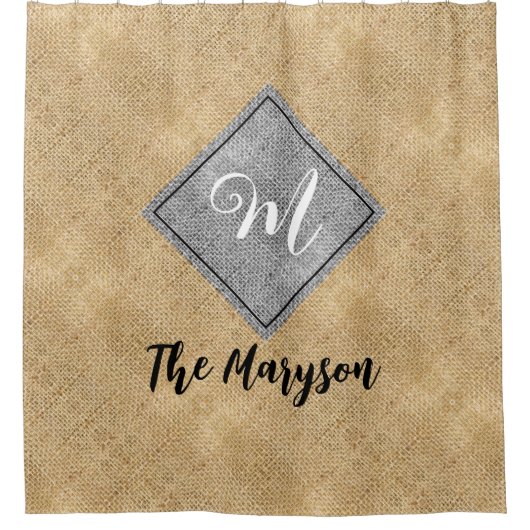 Rustieke naam Initiaal, gepersonaliseerde Monogram Douchegordijn (Voorkant)