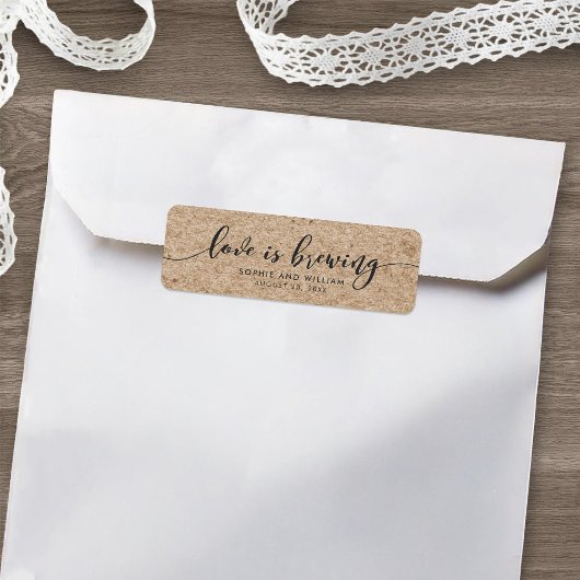 Rustieke Nabootsing Kraft Script Liefde is in de m Etiket