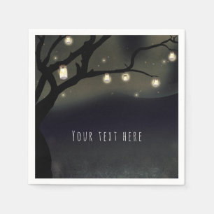 Rustieke Nacht Boom & Metselpot Lichtjes Bruiloft Servetten