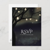Rustieke Nacht Boom & Metselwerk Lampjes Trouw RSV Uitnodiging Briefkaart (Voorkant / Achterkant)
