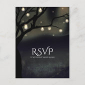 Rustieke Nacht Boom & Metselwerk Lampjes Trouw RSV Uitnodiging Briefkaart (Voorkant)