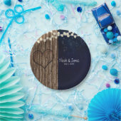 Rustieke Nacht Hart in Boom Bruiloft Papieren Bordje (Feest)