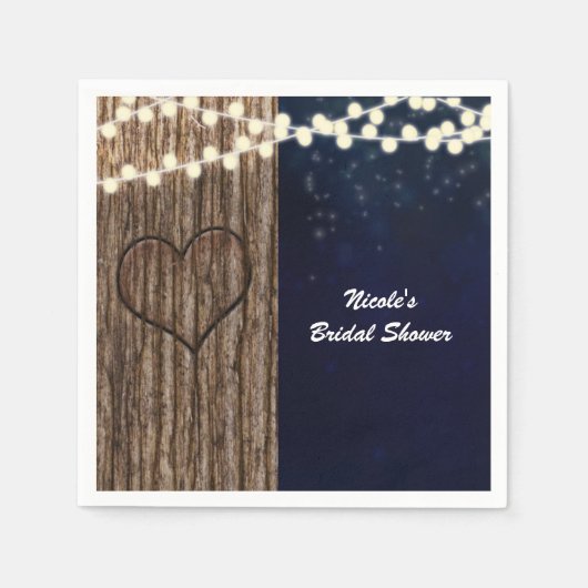 Rustieke Nacht Hart in Boom Bruiloft Servet (Voorkant)