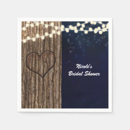 Rustieke Nacht Hart in Boom Trouwkaart Servet