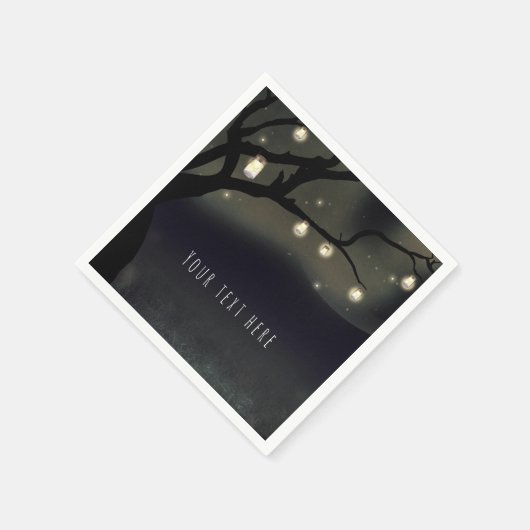 Rustieke Nachtboom & Mason Jar Lights Bruiloft Servetten (Hoek)