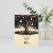 Rustieke nachtboom met lichten en potten Save the Aankondigingskaart (Staand voorkant)