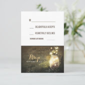 Rustieke nachtlampjes Fireflies Mason Jar RSVP-kaa RSVP Kaartje (Staand voorkant)