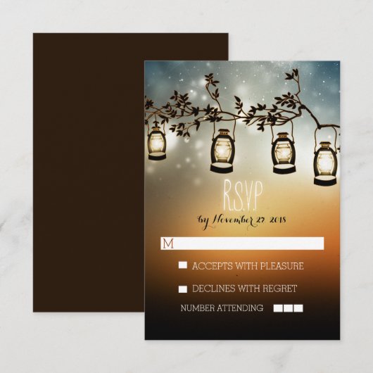 rustieke nachtlampjes - lantaarns bruiloft RSVP ka (Voorkant / Achterkant)