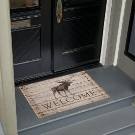 Rustieke Nail Edged Wood Walking Moose Welkom Deurmat
