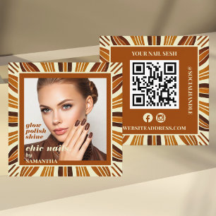Rustieke Nail Salon Zakelijke Foto Sociale & QR Co Vierkante Visitekaartje