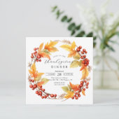 Rustieke najaarsblad Thanksgiving uitnodiging (Staand voorkant)