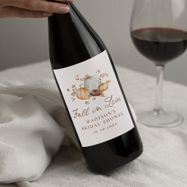 Rustieke Najaarsliefde Pompoen Bloemrijke Bruidsdo Wijn Etiket